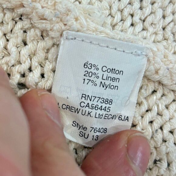 Nisan Cream Wool Knit Golden Metallic Tone Trim Sweater Back Button Sweater sz S - Picture 7 of 8